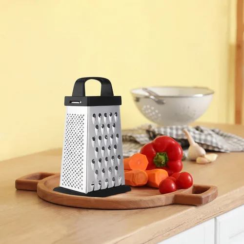 Vista 5 de Rallador de queso, rallador de acero inoxidable de 4 caras, tamaño pequeño, triturador de alimentos para queso, parmesano, verduras, apto