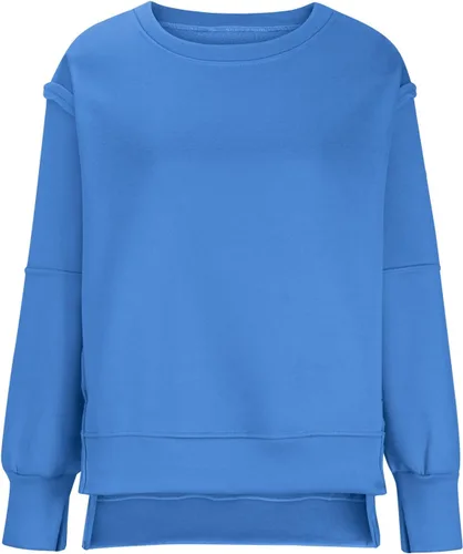 Vista 6 de Sudaderas de gran tamaño con cuello redondo para mujer, otoño, moda, manga abombada, color sólido, ajuste holgado, ropa de invierno Y2K