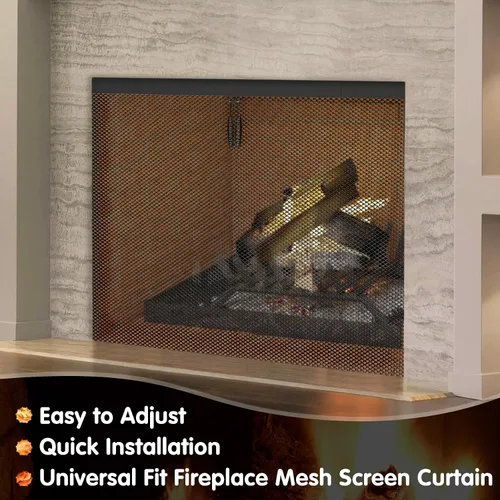 Vista 6 de Air Jade Kit de barra y cenefa ajustable para cortina de malla para chimenea, color negro mate