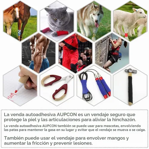 Vista 6 de AUPCON Vendaje autoadhesivo cohesivo para mascotas, paquete al por mayor, envoltura de vendaje autoadhesiva, envoltura autoadherente no tejida