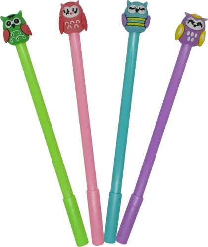 Vista 7 de Maydahui 28 bolígrafos con forma de búho, lindos bolígrafos Kawaii de animales, bolígrafo de escritura de pájaros, tinta de gel negra, accesorios