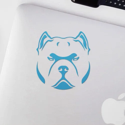 Vista 3 de Adhesivos transparentes de American Bully Icon Dog Head (azul azul), calcomanías de vinilo impermeables de alta calidad para teléfono portátil