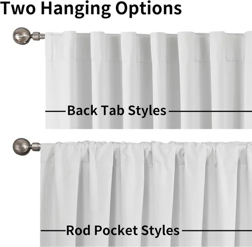 Vista 4 de Joydeco Cortinas 100% opacas para dormitorio, sala de estar, 96 pulgadas de largo, juego de 2 paneles de cortinas blancas burg, cortinas opacas