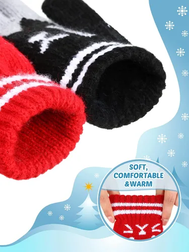 Vista 4 de 2 pares de guantes de invierno cálidos para pantalla táctil, guantes de punto para teléfono