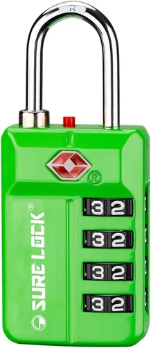 Vista 9 de SURE LOCK Cerradura de combinación reiniciable de 4 dígitos aprobada por la TSA con alerta abierta, diales de fácil lectura, para equipaje 17021ALL