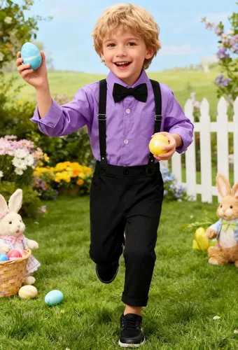 Vista 59 de A&J DESIGN Conjunto de ropa formal para niños pequeños con tirantes y tirantes