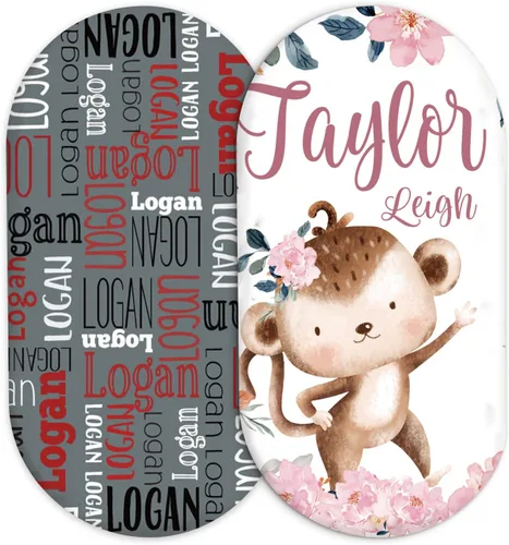 Vista 14 de Juego de 2 sábanas personalizadas para moisés de bebé, ajuste universal para colchón/almohadilla de moisés rectangular, ovalado, de reloj de arena