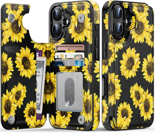 Vista 67 de LETO para iPhone 15 Pro Funda tipo cartera - Tapa tipo folio con patada - Diseños de moda - Tarjetero - Funda protectora para mujeres y niñas - 6.1