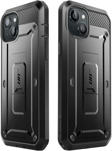 Vista 9 de SUPCASE Funda para iPhone 15 con soporte y clip para cinturón (Unicorn Beetle Pro), [protector de pantalla integrado]