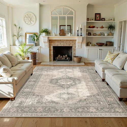 Vista 25 de Lahome Alfombra oriental lavable de área pequeña, 2 x 3 pies, para entrada, cocina, ultra fina, suave, tapete antideslizante para puerta de Azul