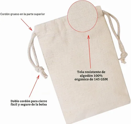 Vista 2 de 100 piezas bolsas de muselina de algodón premium de 2 x 3 pulgadas con doble cordón, bolsas reutilizables de algodón natural con cordón, bolsas