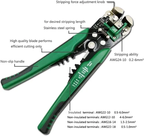 Vista 2 de 1 unids Crimper cortador de cables pelacables automático multifuncional herramientas de pelado Alicates terminal 0.2-6.0mm2 herramienta