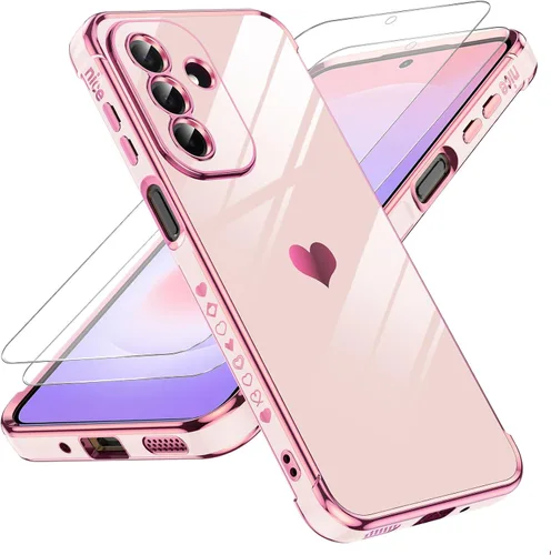 Vista 108 de LeYi Funda para Motorola-G 2025: Love Heart Plating Luxury, Negro