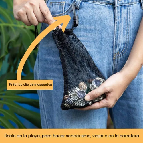 Vista 5 de PALTERWEAR Bolsa de malla con cordón y clips de mosquetón, juego de 4, Negro
