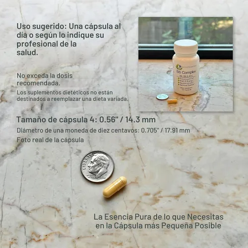 Vista 3 de Vitamina B6 Complejo B9 Folato y Vitamina B12-100 Cápsulas