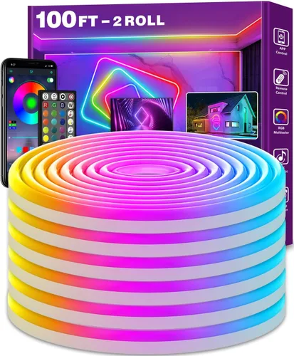 Vista 7 de LETIANPAI Luces de Cuerda de Neón de 15 Pies, Luces de Cuerda LED Flexibles con Control por App/Control Remoto, Múltiples Modos de Sincronización
