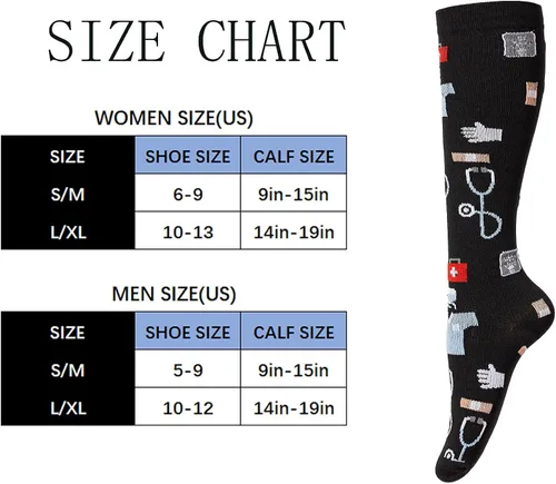 Vista 4 de 4 Pairs Compression Socks for Women & Men, Support Compression Sock 20-30 mmHg for Nurses, Pregnancy, Nursing, Flying, Running, Travel