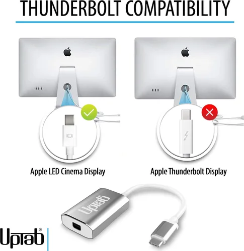 Vista 3 de UPTab Adaptador USB-C Tipo C a Mini DisplayPort 4K a 60Hz, Plateado