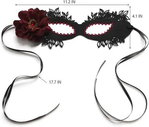 Vista 4 de Máscaras faciales con diamantes de imitación, color negro, brillante, para carnaval, Mardi Gras, para Halloween, Navidad, cosplay, fiesta, baile
