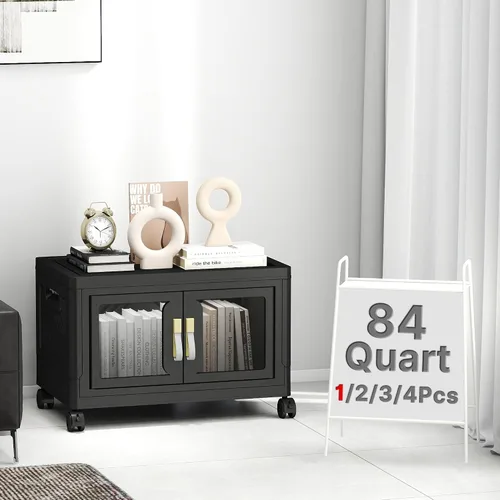 Vista 25 de Contenedores de almacenamiento apilables con tapas, puertas transparentes, contenedores de almacenamiento de 120 cuartos de galón, armario