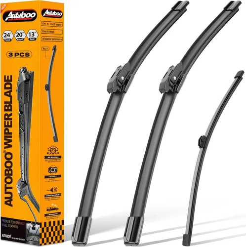 Vista 49 de AUTOBOO Limpiaparabrisas de 15 + 15 pulgadas con limpiaparabrisas trasero de 13 pulgadas de repuesto para Jeep Wrangler JK 2008-2018, Jeep Wrangler