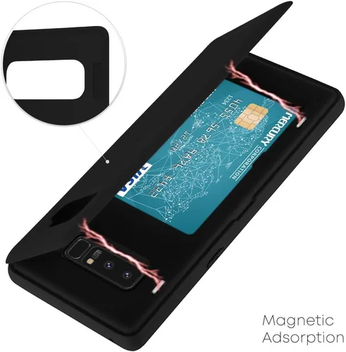 Vista 5 de GOOSPERY Funda tipo cartera para Galaxy Note 8 con tarjetero, funda protectora de doble capa para teléfono (negro)
