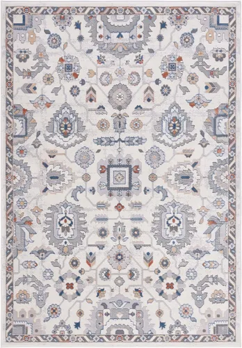 Vista 9 de SAFAVIEH Eternal Collection ETL226A - Alfombra de pasillo, 2 pies 2 pulgadas x 8 pies, color marfil y gris, diseño floral, no desprende pelusa