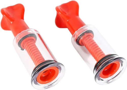 Vista 5 de Jesakmie 2 pares de correctores de pezones rojos de gran tamaño para mujeres que amamantan al mes, extractor de pezones, dispositivo de ventosa