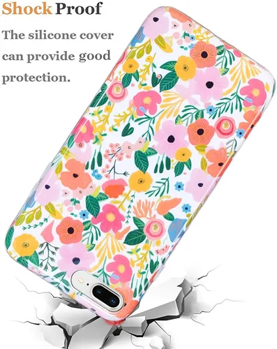 Vista 7 de J.west Funda para iPhone 8 Plus, iPhone 7 Plus 5.5, suave, a prueba de golpes, bonita funda protectora floral para mujer, diseño de flores