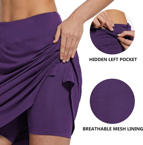 Vista 4 de BALEAF - Falda pantalón corta de 20 pulgadas de longitud hasta la rodilla, falda atlética, modesta, larga, casual, con bolsillos, protección UV
