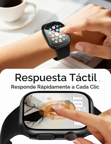 Vista 4 de JR.DM - Juego de 2 fundas de policarbonato duro de 38 mm con protector de pantalla de vidrio templado HD para Apple Watch Series 3/2/1, protector