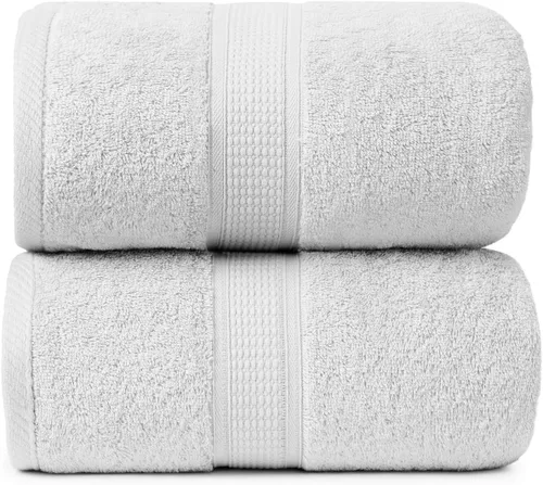 Vista 9 de Ariv Paquete de 2 toallas de baño jumbo de alta calidad, toallas de playa, toallas de baño extra grandes, 100% algodón, súper suaves, altamente