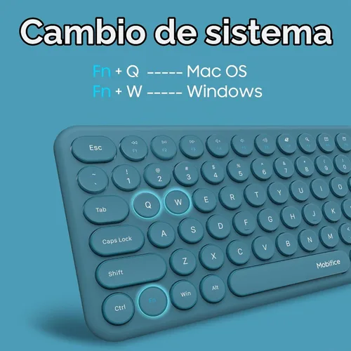 Vista 7 de Conjunto de teclado y mouse inalámbrico lindo para PC/Ordenador portátil/Windows/Mac/Tablets, ultradelgado 2.4GHz USB inalámbrico de tamaño Azul