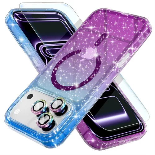 Vista 11 de Choiche Funda para iPhone 15 Pro Max compatible con MagSafe, color negro Purpurina negra