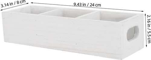 Vista 6 de Organizador de bolsas de té de madera: 3 compartimentos, soporte de caja de té de madera, caja de almacenamiento de bolsa de azúcar para barra