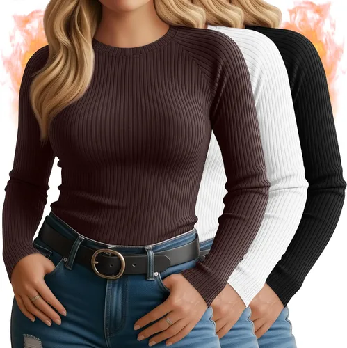 Vista 10 de Paquete de 3 camisas térmicas de manga larga acanaladas