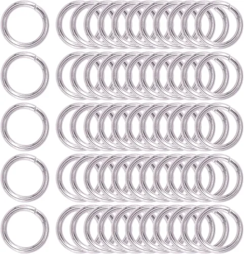 Vista 18 de Kit de 60 anillos de metal para cinturones, pasadores o anillos para macramé, cinturón de campamento, correas de perro, accesorios de sable de luz