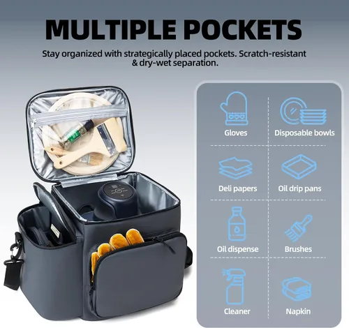 Vista 4 de Estuche de transporte para freidora de aire Ninja Crispi 4QT y contenedores Gris