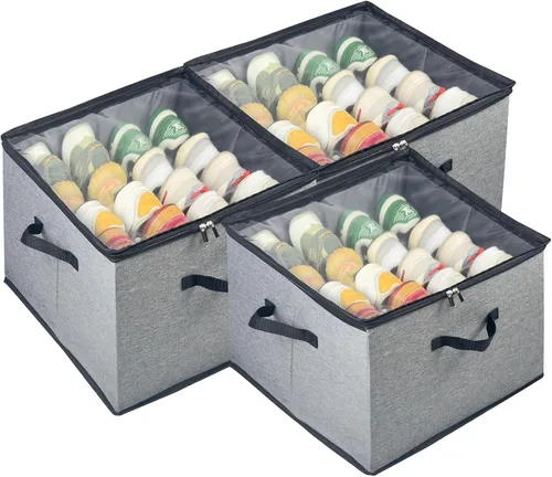 Vista 9 de Caja organizadora de zapatos, paquete de 2, organizador de almacenamiento de zapatos con cubierta transparente, divisores ajustables para 16-32