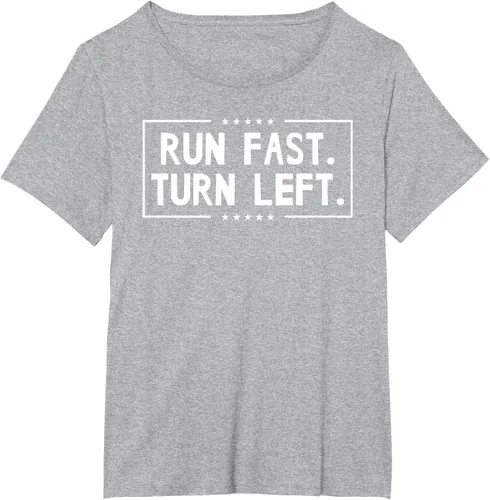Vista 90 de Run Fast Turn Left - Camiseta para correr de pista y campo