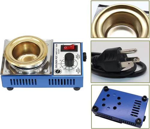 Vista 4 de Olla de soldadura sin plomo de 1.969 in 110 V 150 W con capacidad de 17.64 oz y raspador de pasta de soldadura BGA para soldadura y baño de soldadura