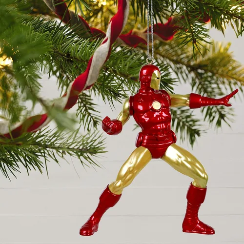 Vista 6 de Hallmark Keepsake Adorno de Navidad 2019 con fecha de año Marvel Iron Man, Metal