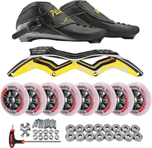 Vista 7 de Patines de velocidad profesionales en línea de fibra de carbono para mujeres y hombres, patines de patinaje de fitness al aire libre, ruedas