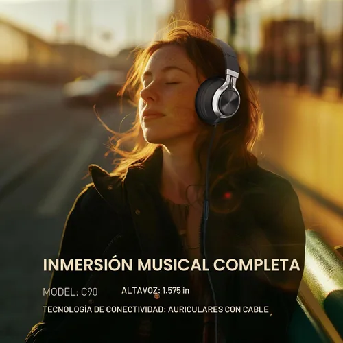 Vista 5 de AILIHEN C90 Auriculares con Cable con Micrófono y Control de Volumen, Auriculares Over Ear con Cable de 3.5mm con Reducción de Ruido, Auriculares
