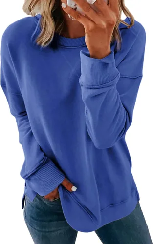 Vista 24 de Dokotoo Women's Casual Crew Neck Sweatshirt Loose Long Sleeve Pullover Tops Jade (Moonlight Jade)