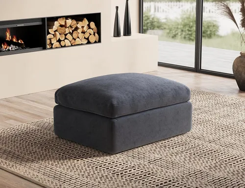 Vista 24 de ohllob Sofás seccionales Cloud de 110 pulgadas para sala de estar, sofá deshuesado en forma de L con otomana, sofá modular de 3 plazas, color negro