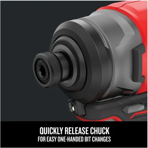 Vista 5 de CRAFTSMAN V20 Kit de destornillador de impacto inalámbrico, 1/4 de pulgada, batería y cargador incluidos (CMCF810C1), negro y rojo