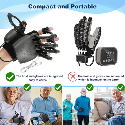 Vista 3 de Guantes de robot de rehabilitación mejorados para recuperación de hemiplejia cerebral, guante robótico portátil para rehabilitación de accidentes