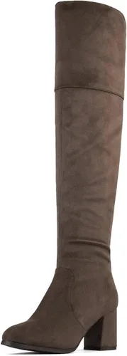 Vista 8 de Botas mosqueteras por encima de la rodilla Dream Pairs para mujer, con tacón grueso Negro