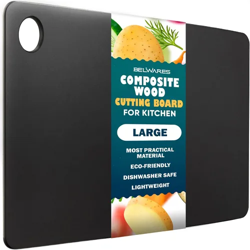 Vista 7 de Tabla de cortar de madera para cocina, tablas de cortar pequeñas de madera compuesta para lavavajillas, tabla de cortar delgada, sin BPA y ecológica